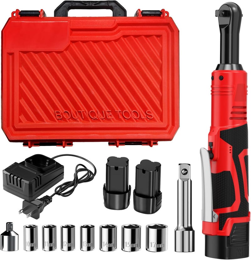 FULLYEA Electric Ratchet Wrench Set,40 Ft-lbs, 550 RPM, 16.8V Cordless Ratchet Wrench 3/8", Variable Speed Power Ratchet Tool Kit with 1/4" Adapter, LED Light, 2 * 2.0Ah Batteries and Fast Charger - Image 1